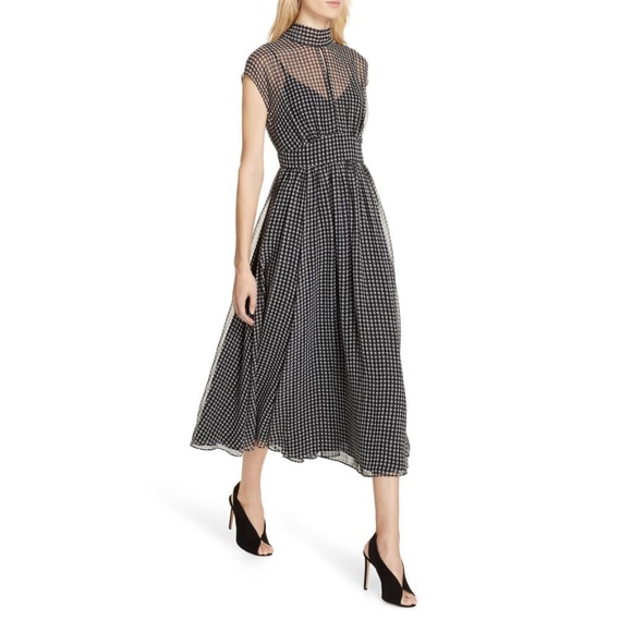 kate spade Dresses & Skirts - Kate Spade Houndstooth Chiffon Midi Dress